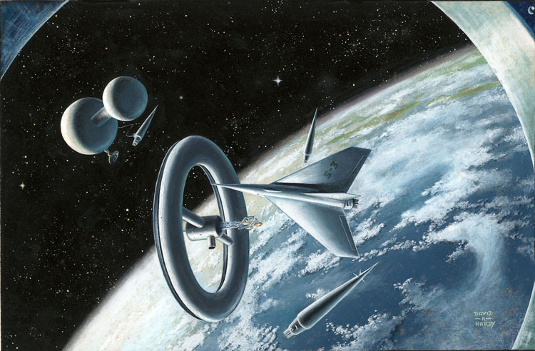 David A. Hardy - Ferry Rocket Space Station